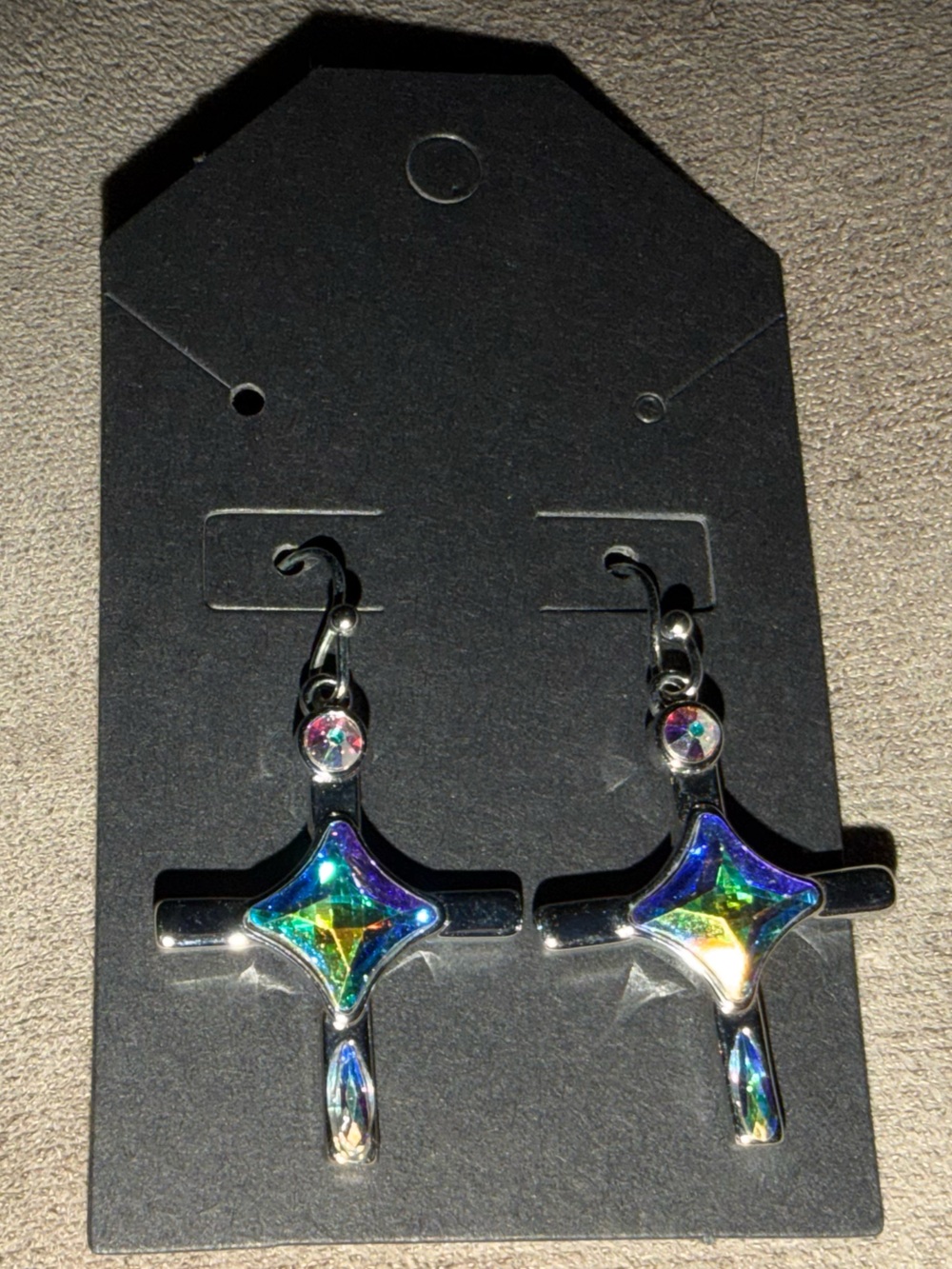 Silver Cross with Swarovski Iridescent Crystal Accents - Picture 2 of 2